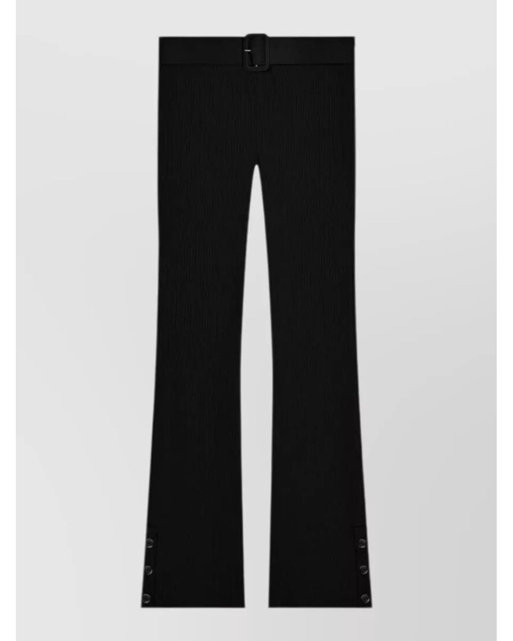 Courreges Black Ribbed Knit Flared Capri Trousers