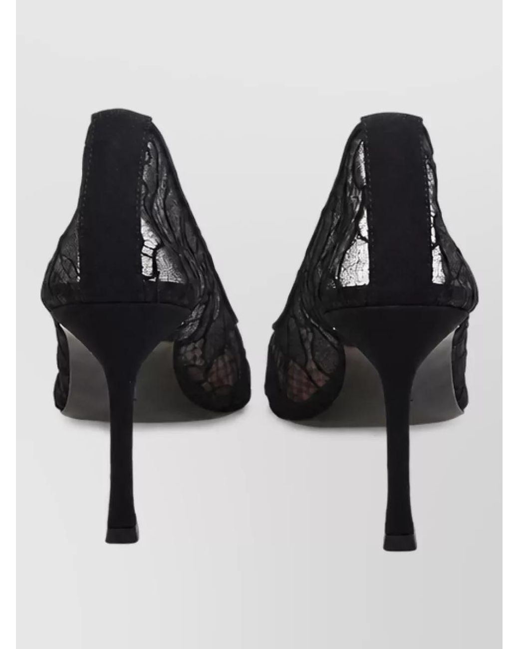 AMINA MUADDI Black Lace Satin Pumps