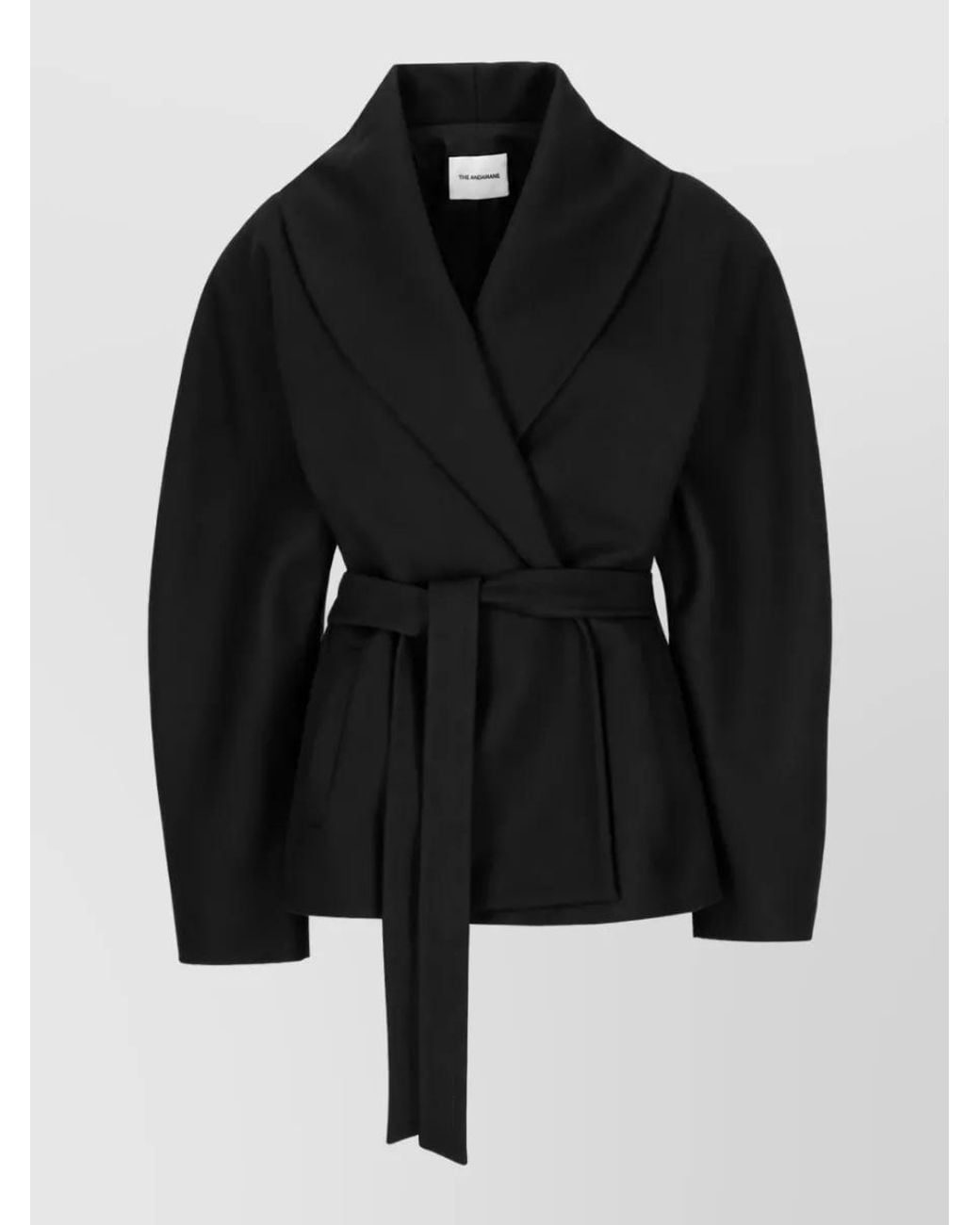 ANDAMANE Black Cashmere Blend Belted Single Breasted Coat