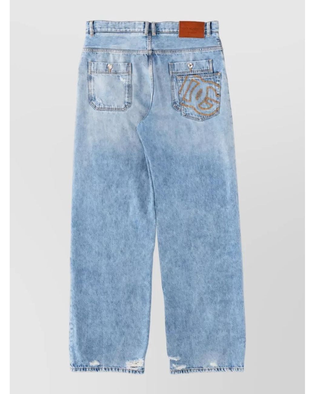 Dolce & Gabbana Blue Cotton Wide-Leg Trousers for men