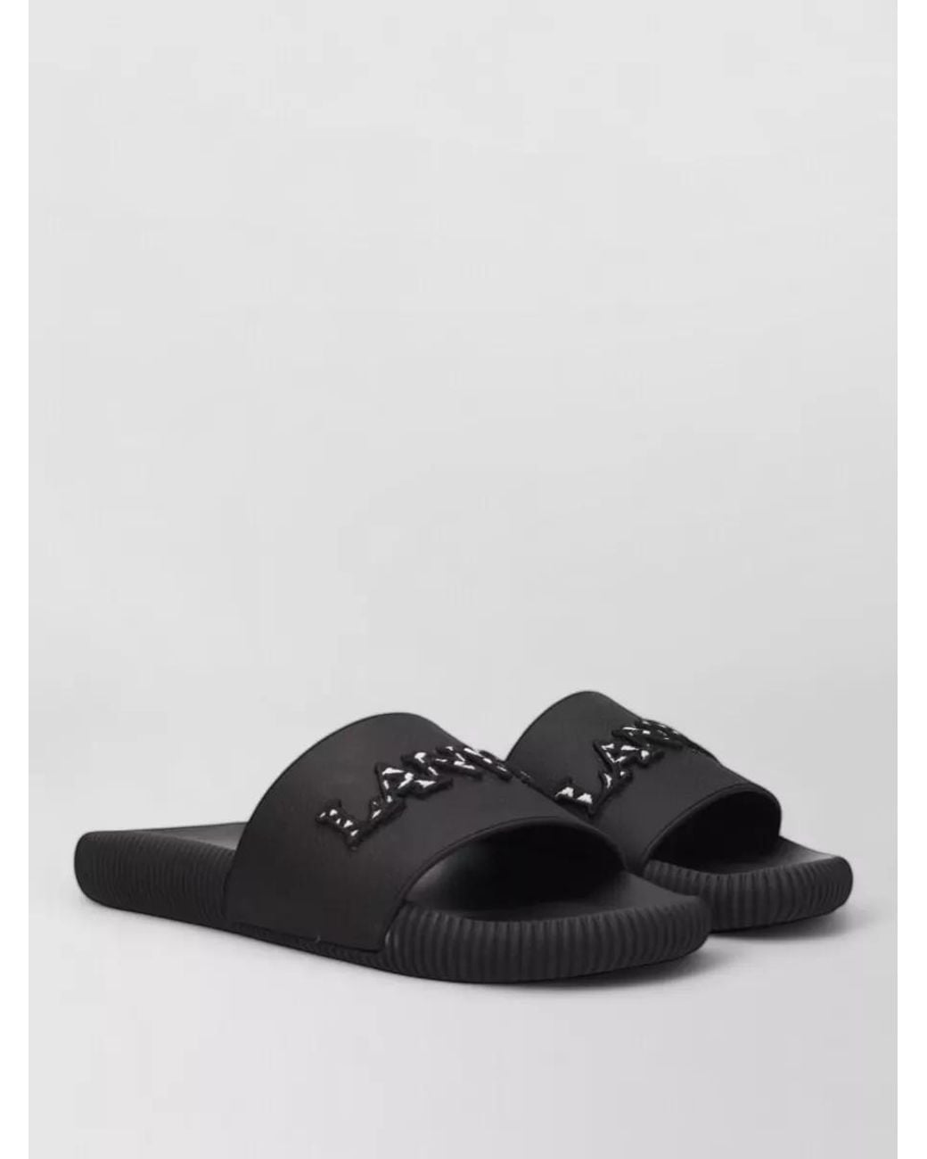 Lanvin Black Embellished Logo Slides