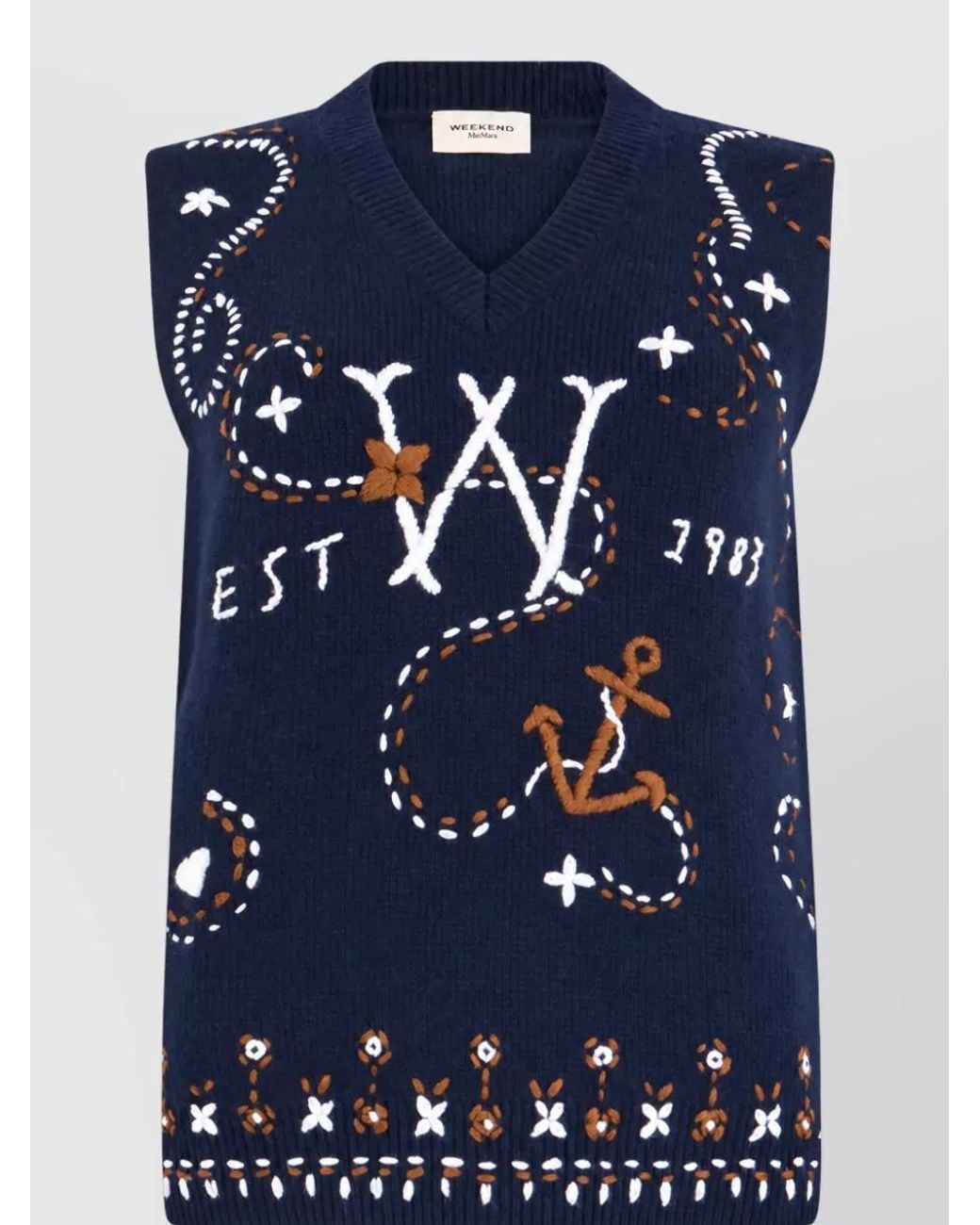 Weekend by Maxmara Blue Virgin Wool Sleeveless Sweater