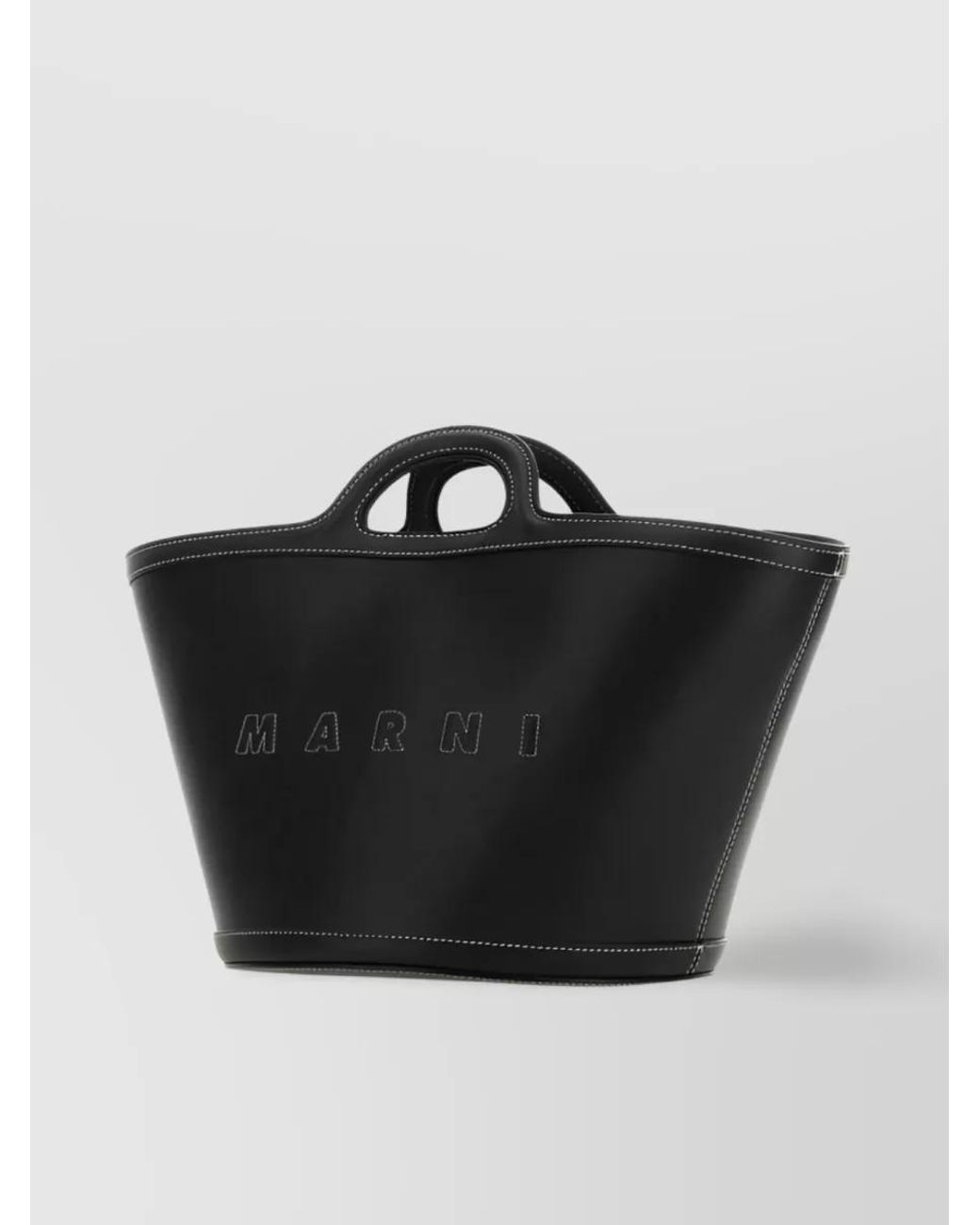 Marni Black Tropicalia Small Leather Tote Bag
