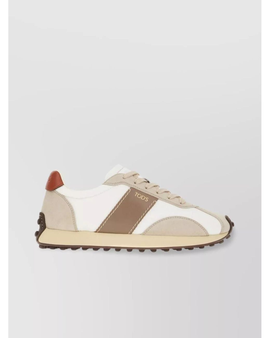 Tod's Natural Leather And Fabric Low-Top Sneakers