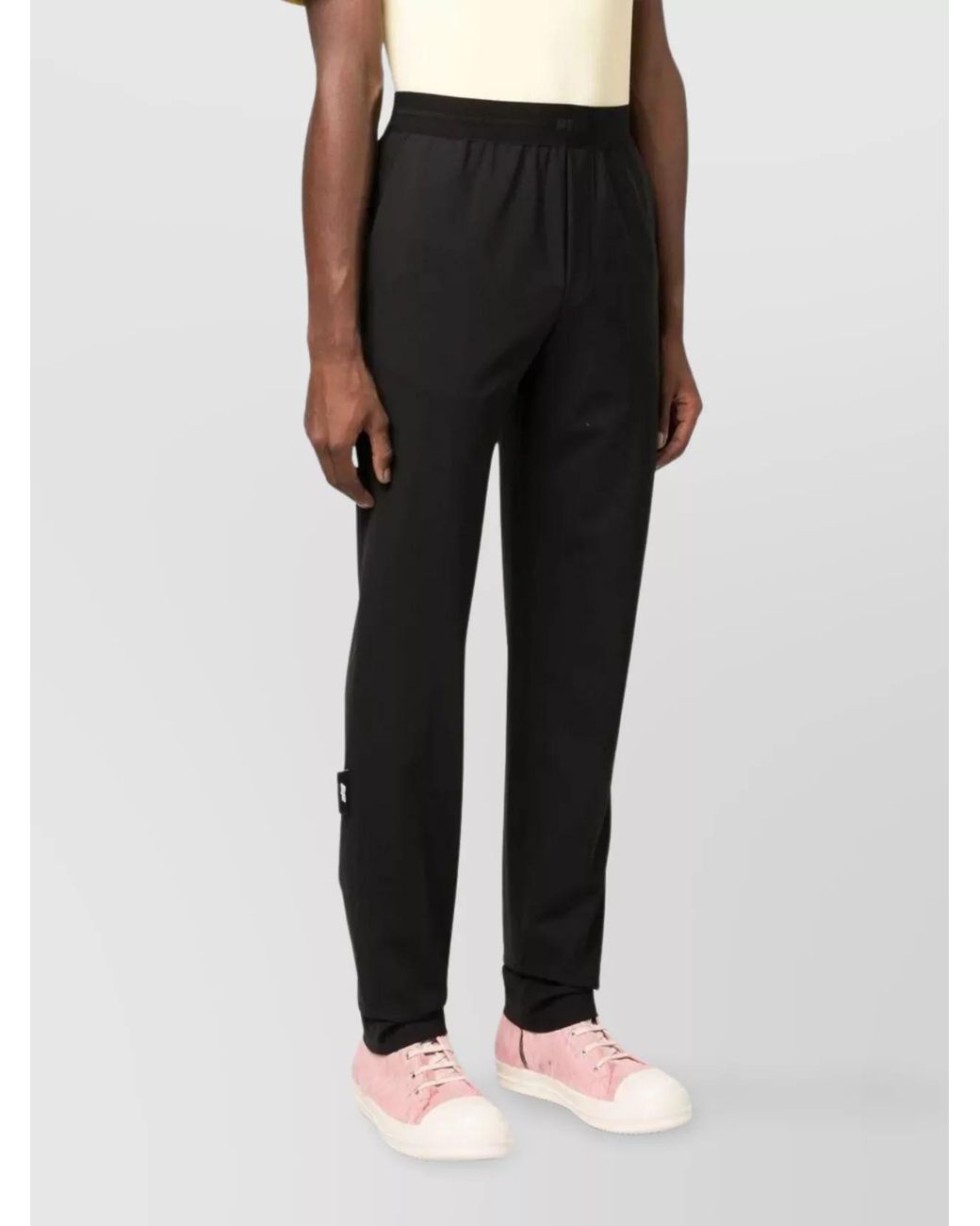 MSGM Black Virgin Wool Straight-Leg Trousers for men