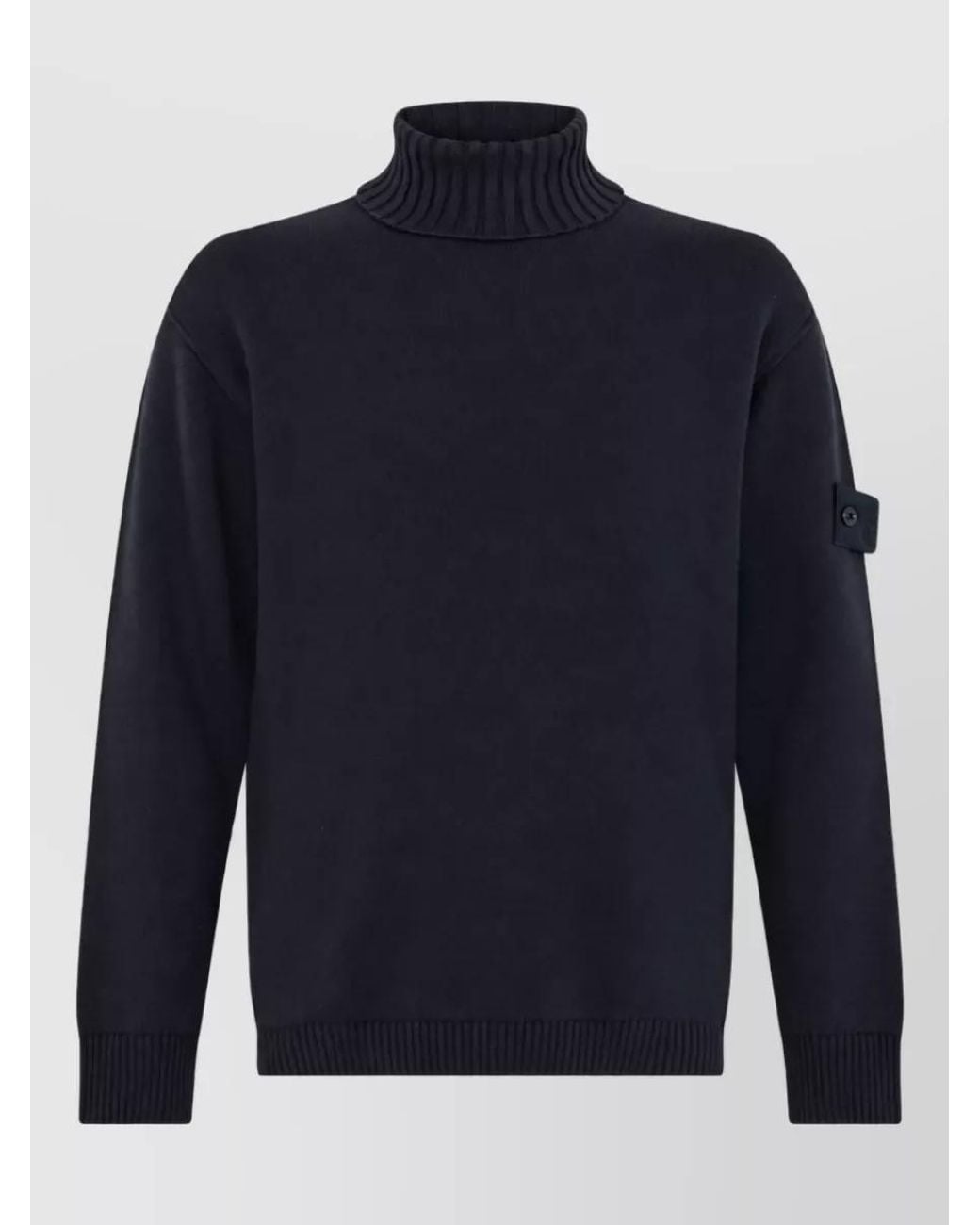 Stone Island Blue Cotton High-Neck Jumper for men