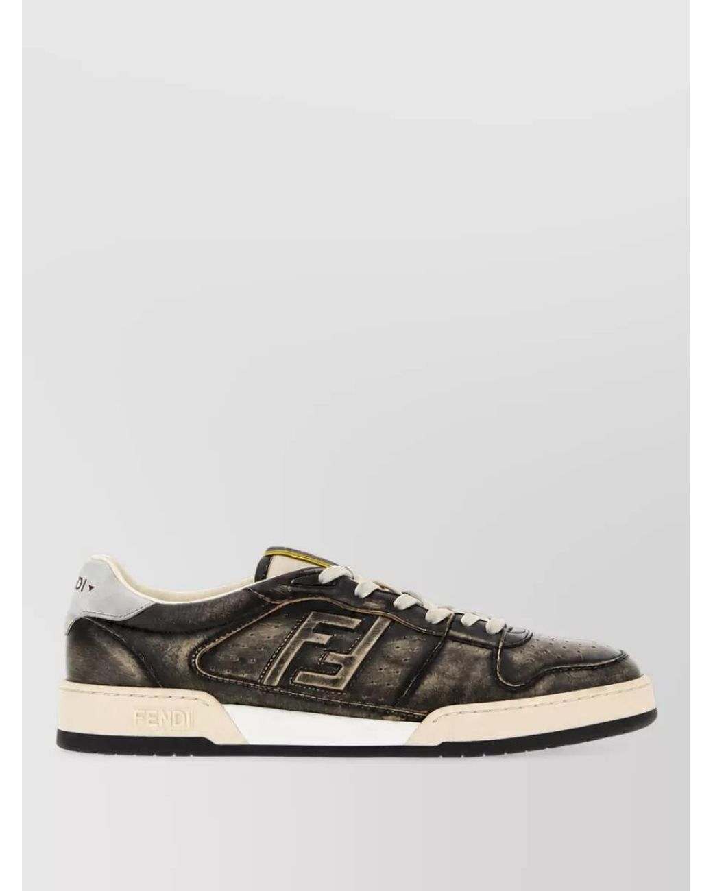 Fendi White Leather Lace-Up Sneakers for men