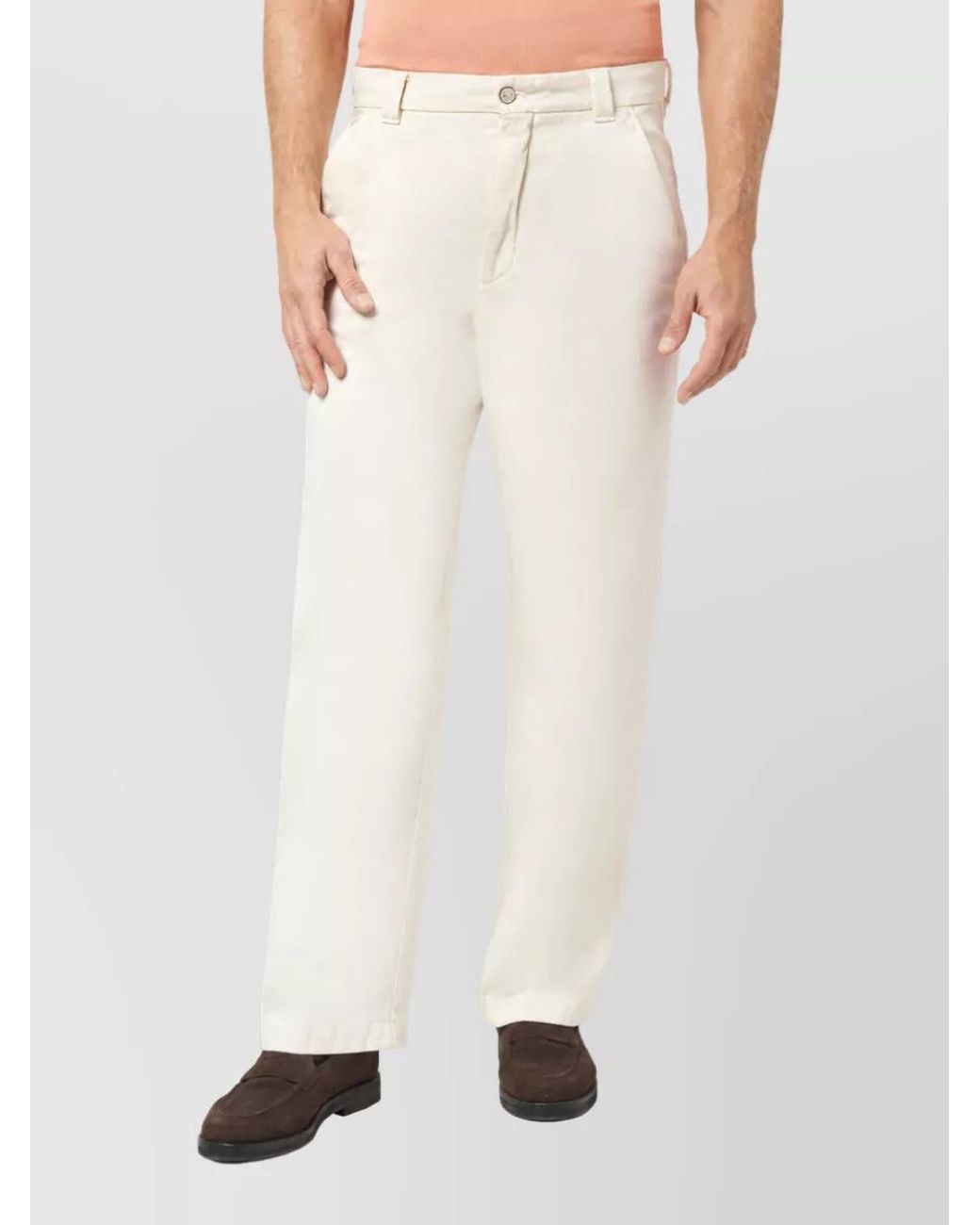 Paul & Shark White Cotton Wide-Leg Trousers for men