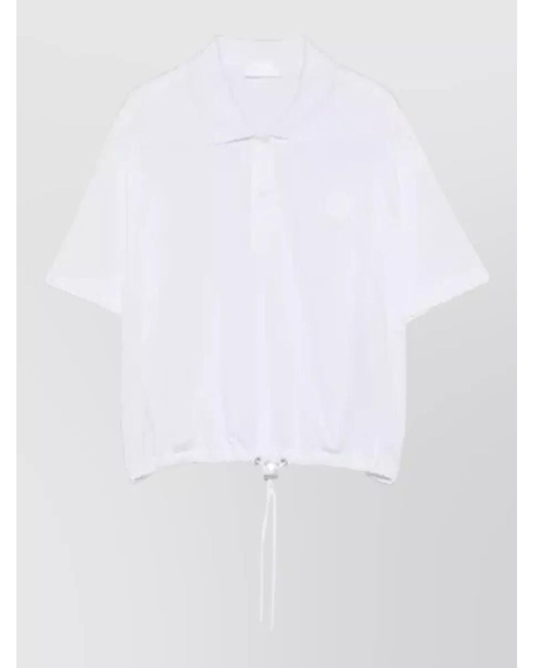Moncler White Cotton Cropped Short-Sleeve Polo Shirt