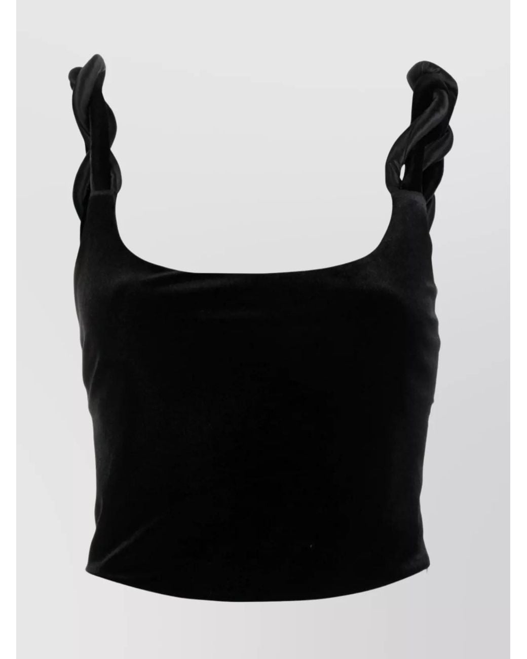 Emporio Armani Black Velvet Twisted-Strap Cropped Tank Top