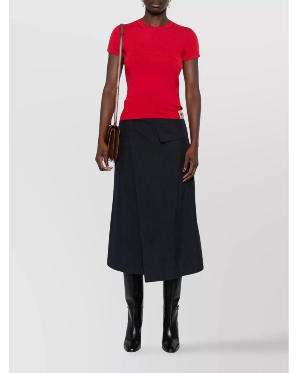 Bally Red Cashmere Crew Neck Short Sleeve T-Shirt