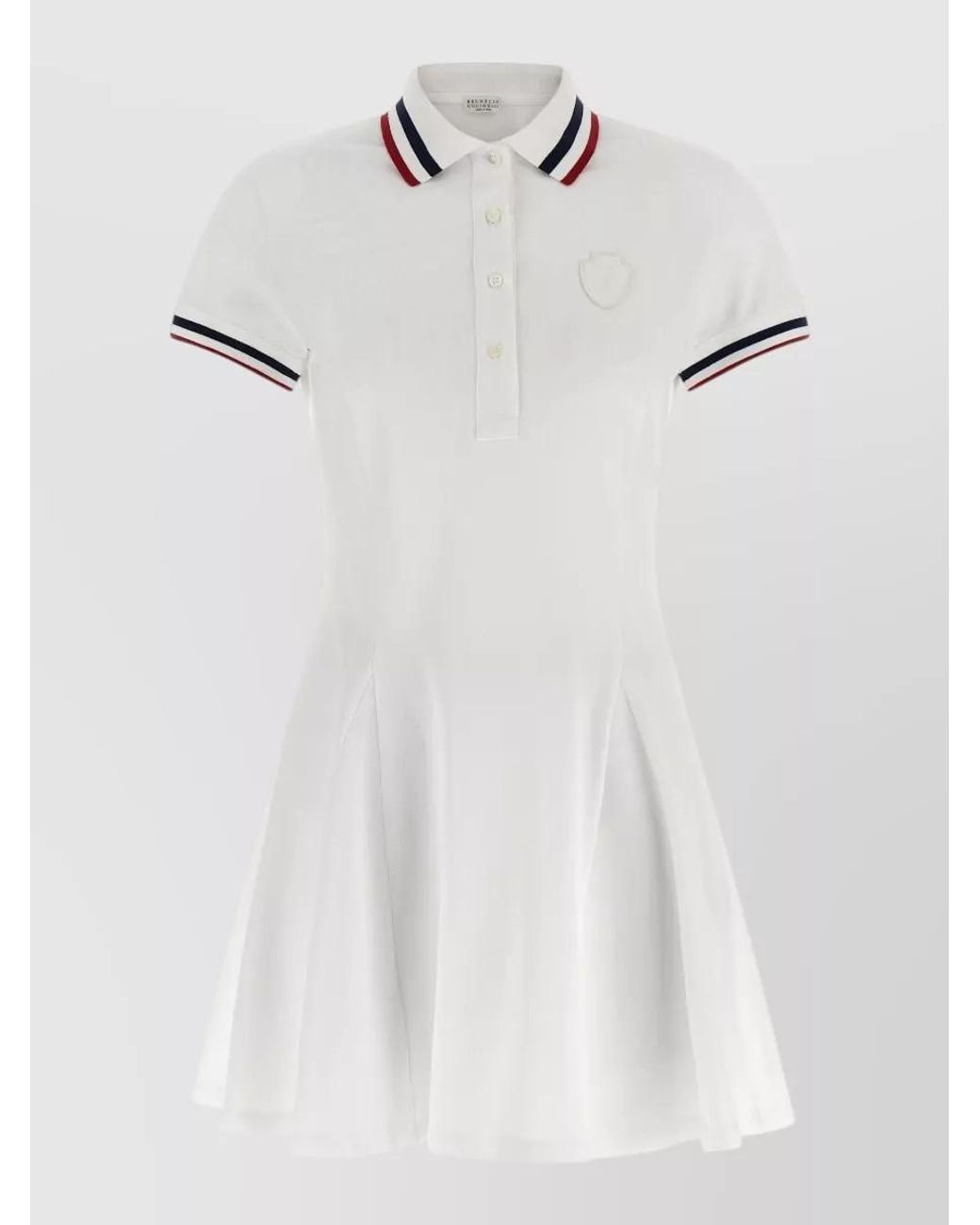 Brunello Cucinelli White Logo Embroidery Cotton Mini Dress