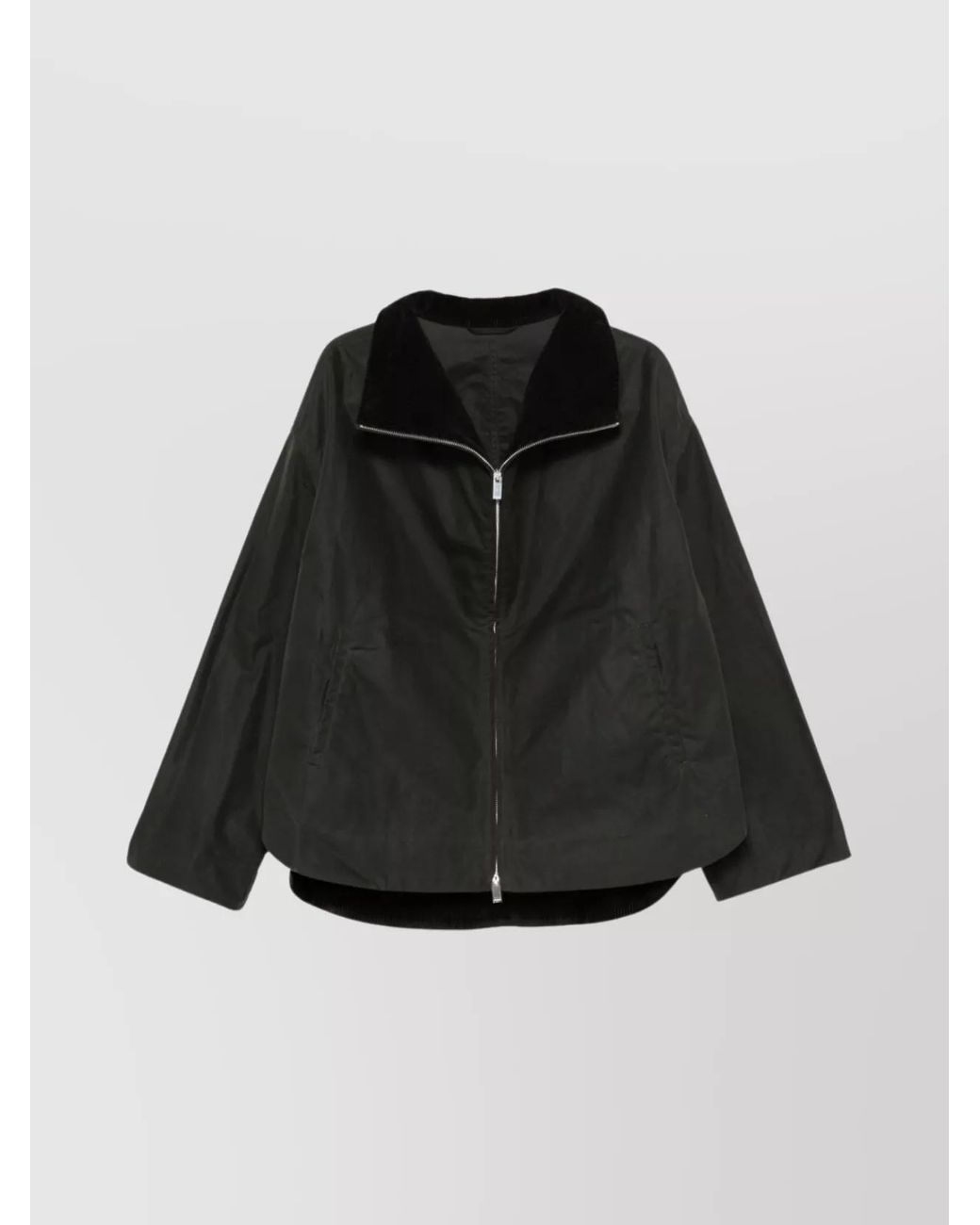 Totême Black Organic Cotton Corduroy Collar Oversized Jacket