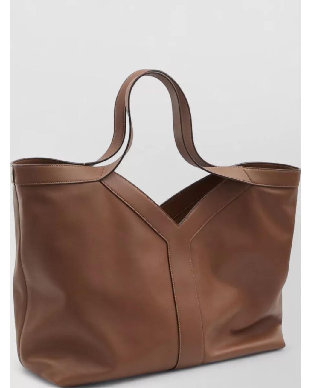 Saint Laurent Brown Leather Large Tote Bag for men