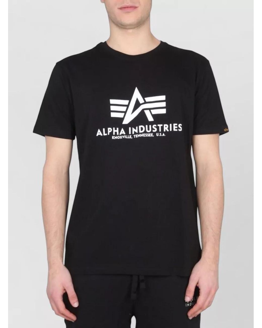 Alpha Industries Black Logo Print T-Shirt for men