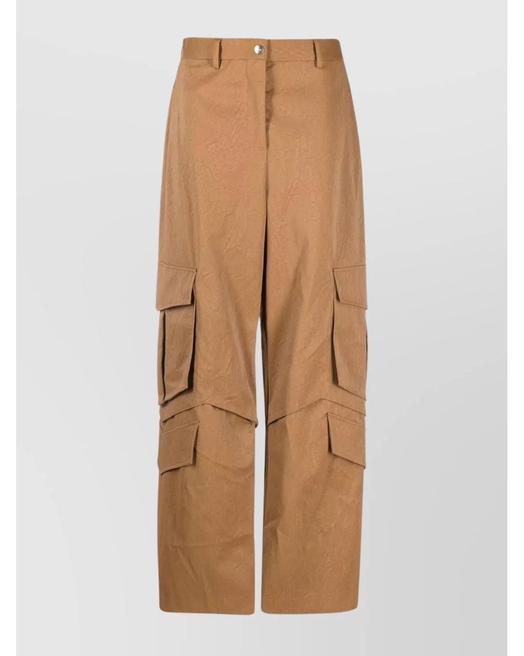 MSGM Natural Viscose Wide-Leg Cargo Trousers