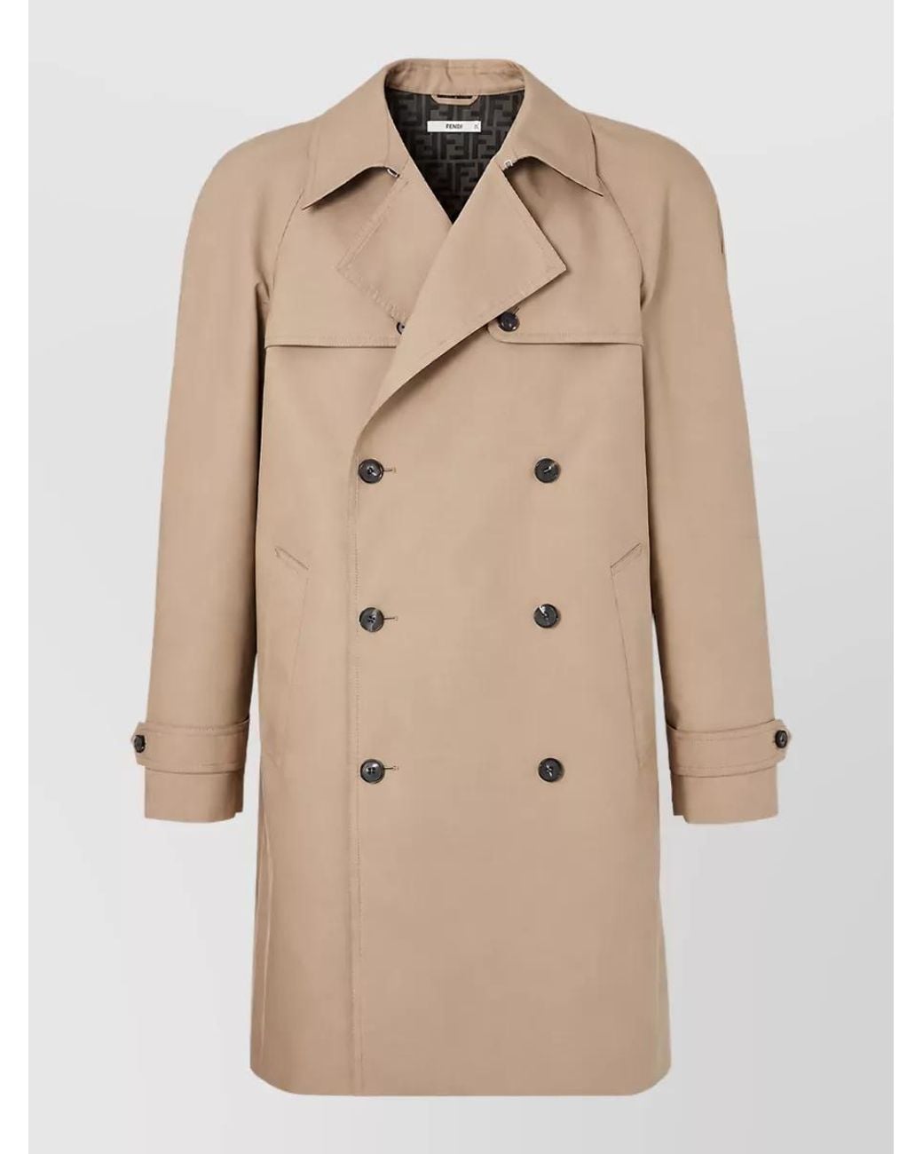 Fendi Natural Double-Breasted Trench Coat for men