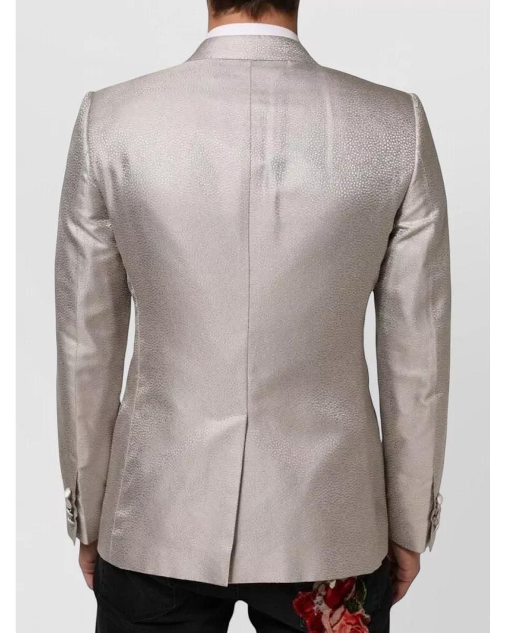 Dolce & Gabbana White Silk Martini Double-Breasted Blazer for men