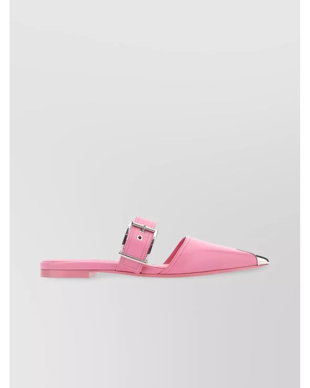 McQueen Pink Leather Buckled Mules