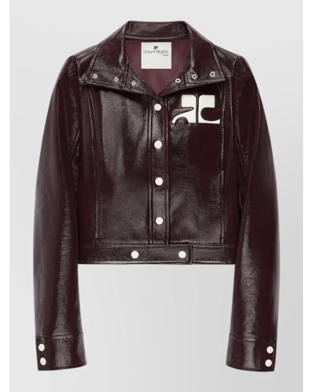 Courreges Brown Vinyl Cropped High-Collar Jacket