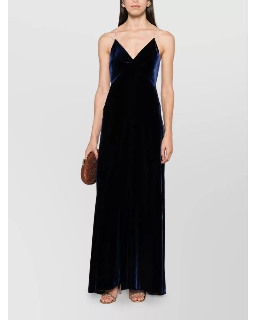 Forte_forte Black Silk-Blend Velvet V-Neck Maxi Dress