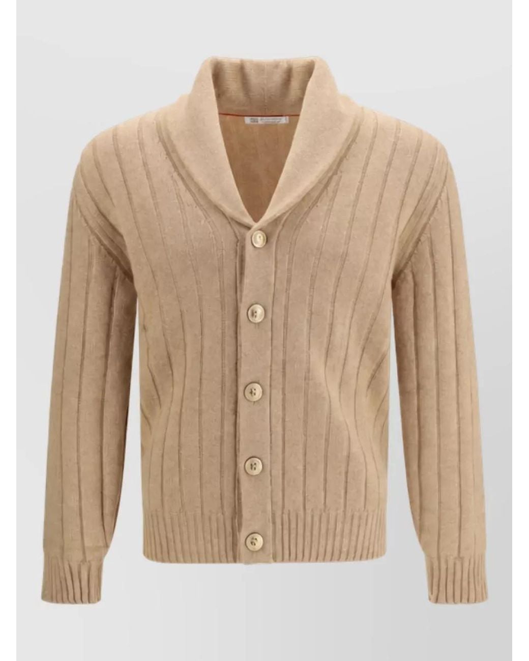 Brunello Cucinelli Natural Cashmere Cardigan for men