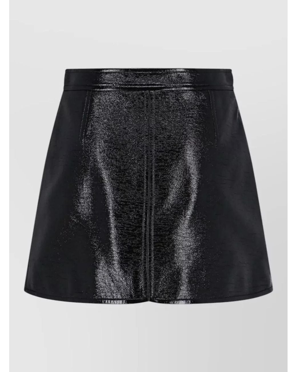 Courreges Black Faux Leather A-Line Mini Skirt