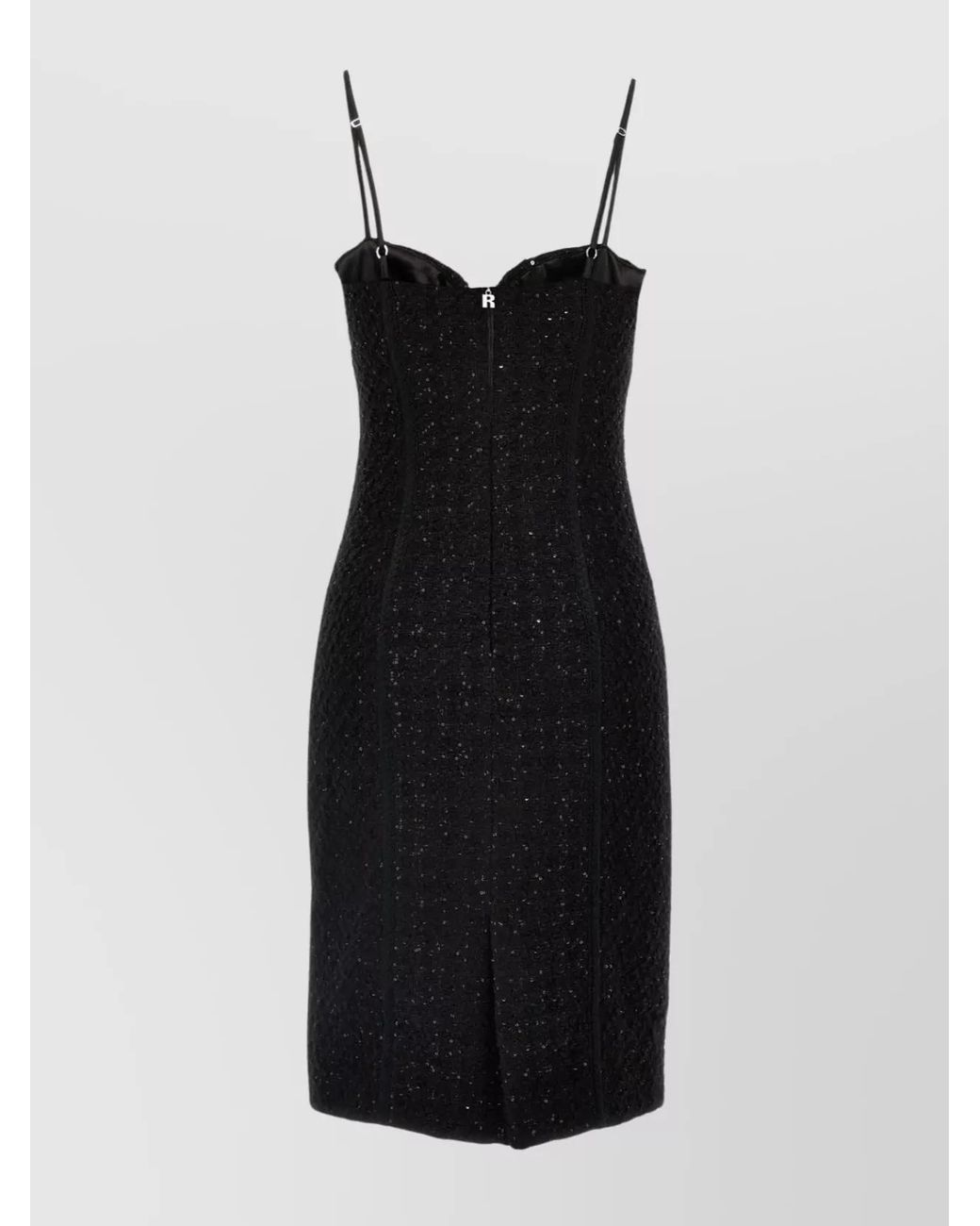 ROTATE BIRGER CHRISTENSEN Black Bouclé Sequin Appliqué Midi Dress