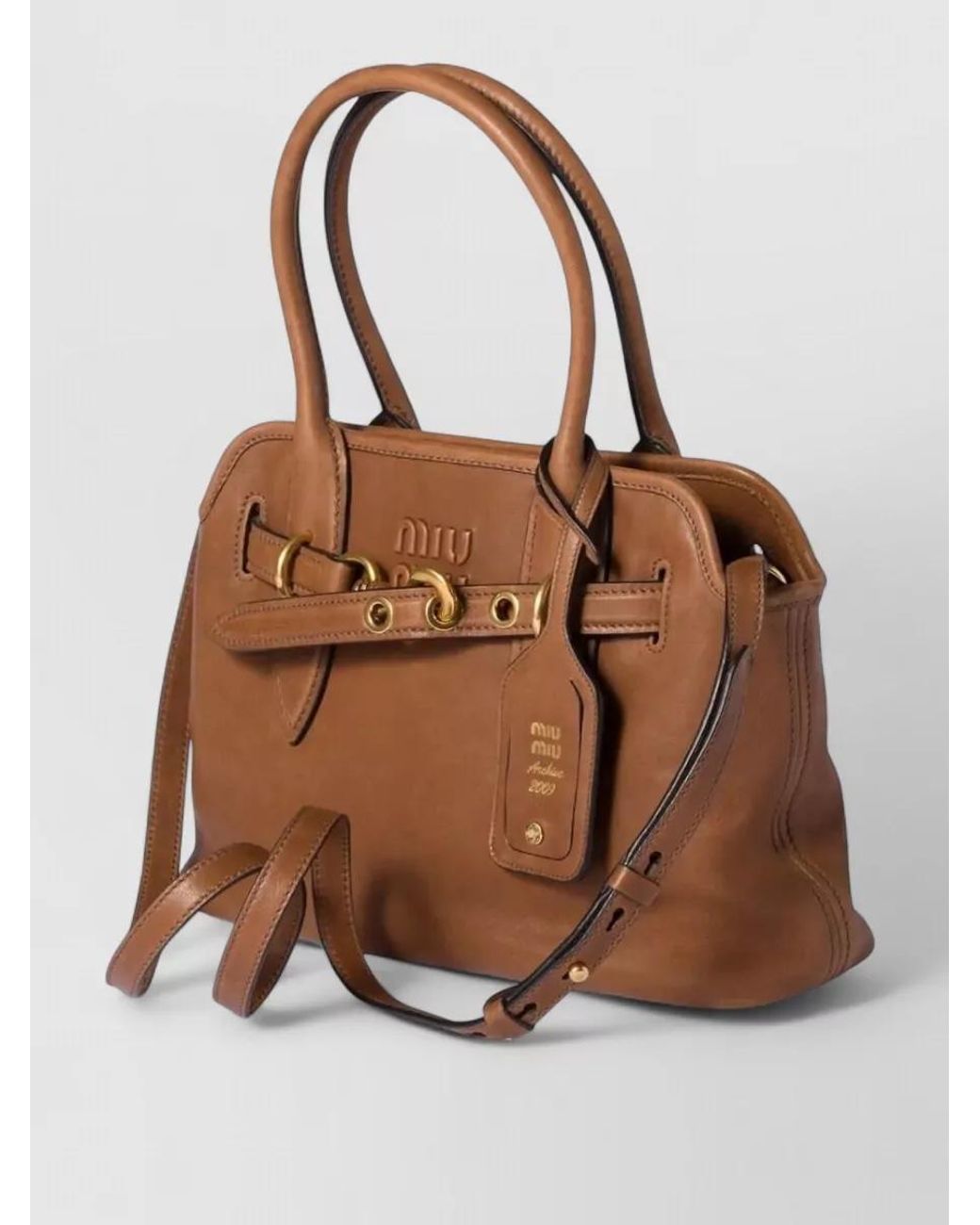Miu Miu Brown Aventure Lamb Leather Tote Bag