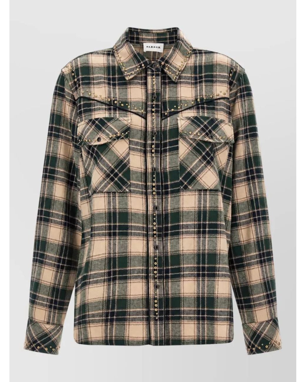 P.A.R.O.S.H. Multicolor Cotton Checked Western Studded Shirt