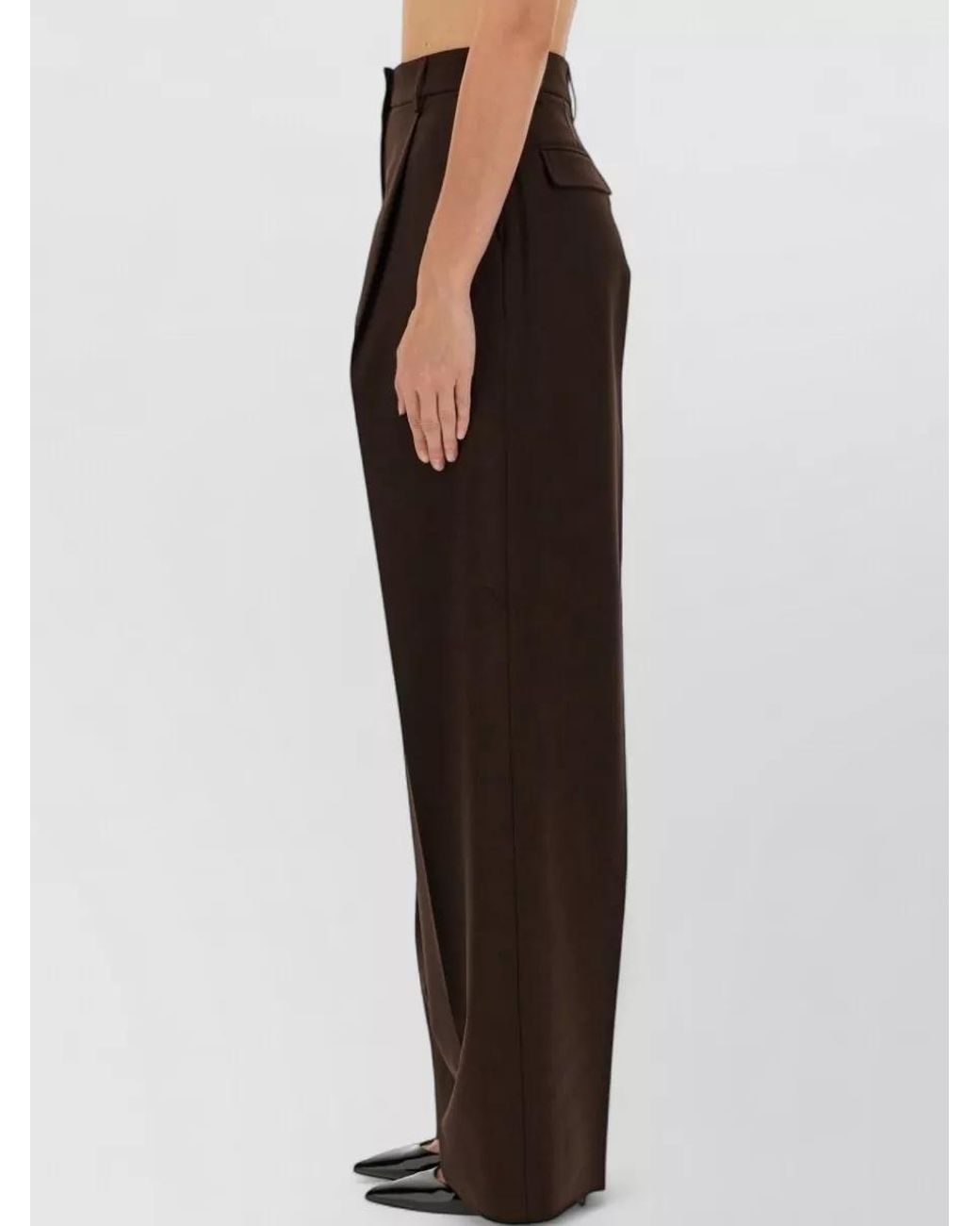 Thelatest Brown Wool-Blend Regular-Fit Wide-Leg Trousers