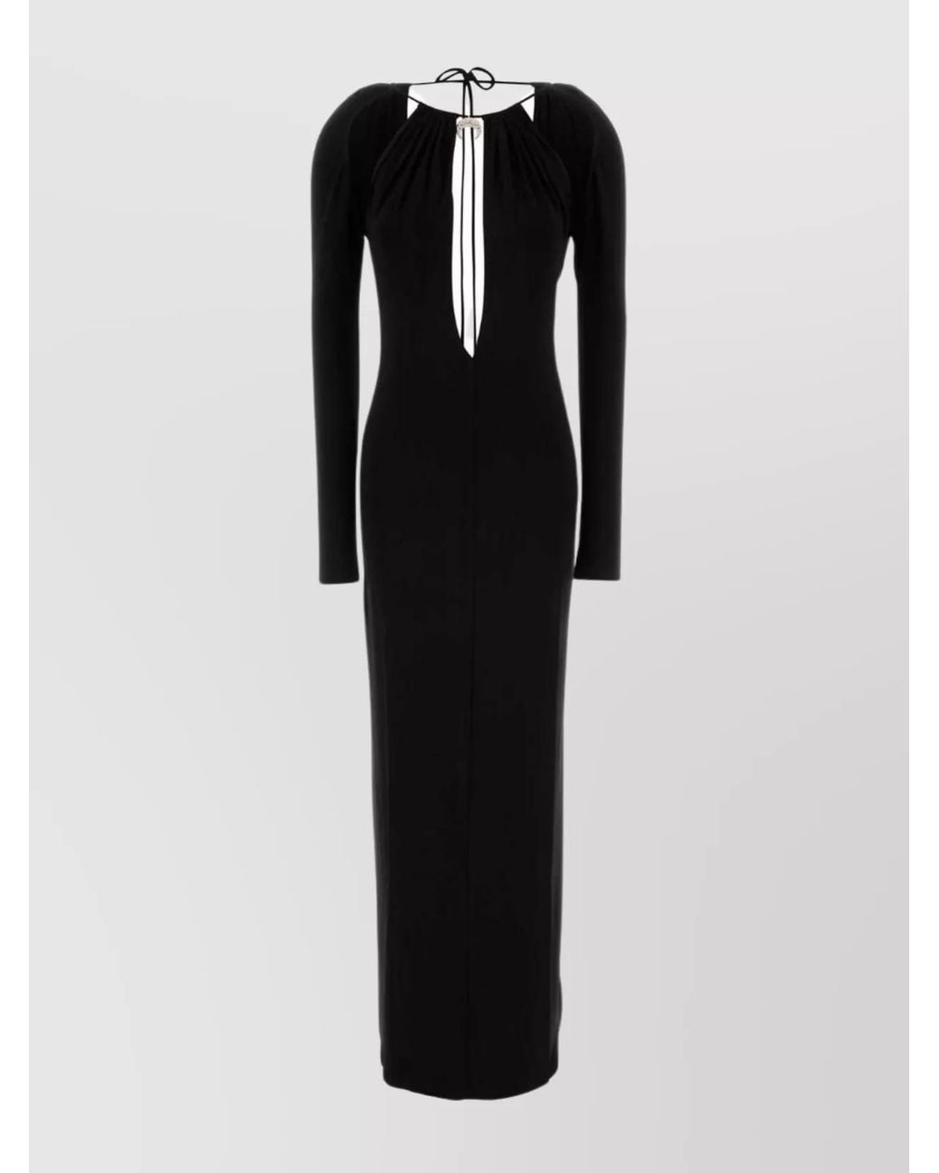MARINE SERRE Black Draped Cutout Maxi Dress