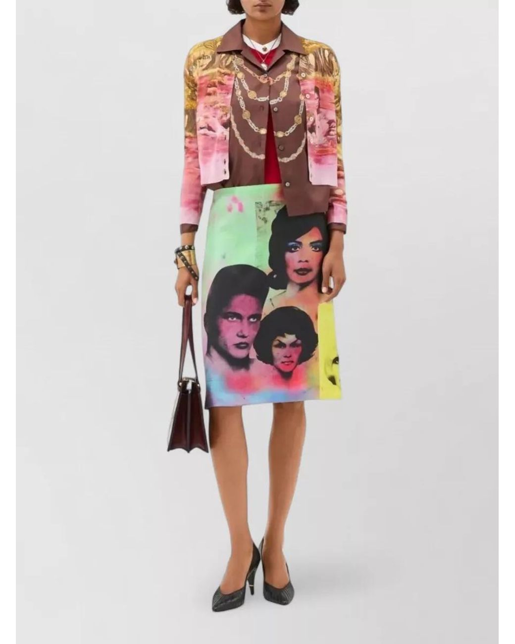 Versace Pink Silk Printed V-Neck Cardigan