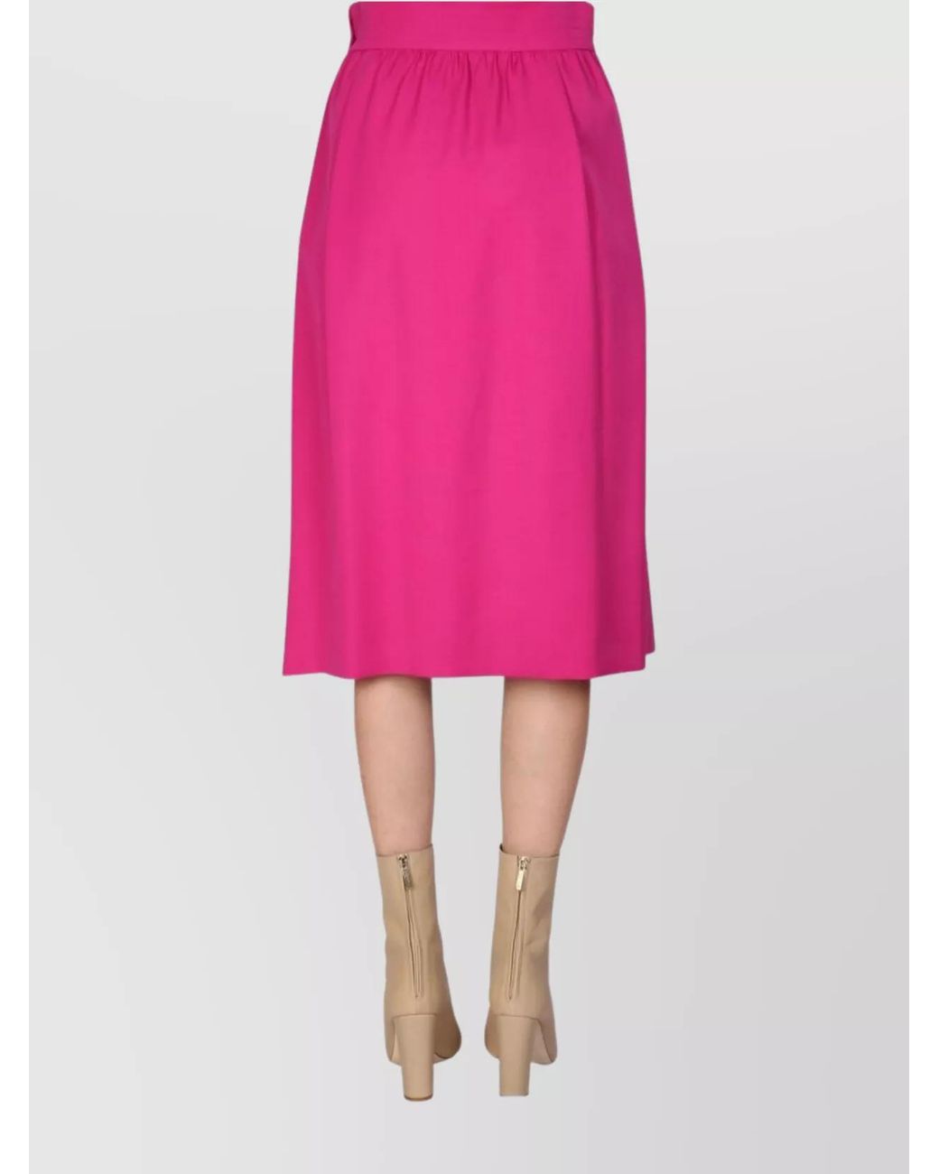 Moschino Pink Wool Flared Midi Skirt