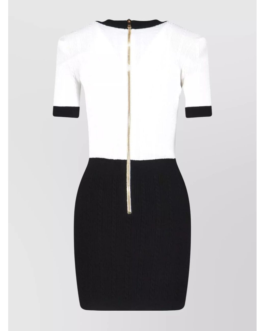 Balmain Black Viscose Slim-Fit Knitted V-Neck Short-Sleeve Mini Dress