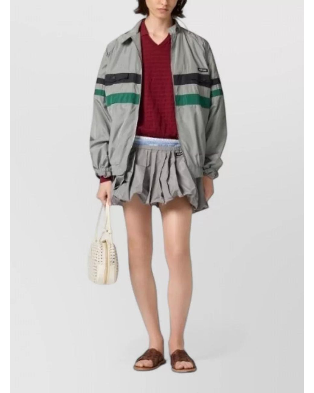 Miu Miu Gray Silk Single Breasted Jacket
