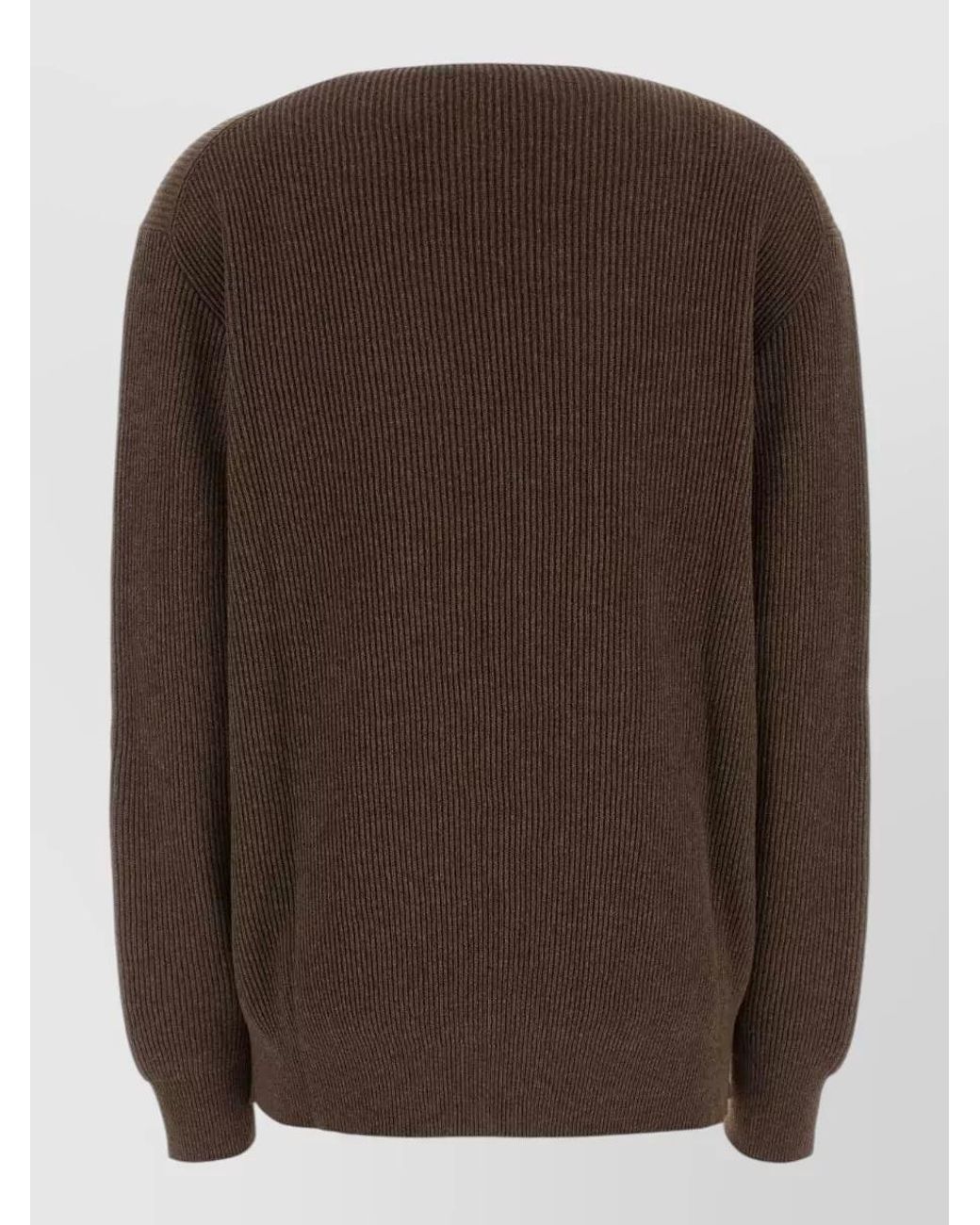 The Row Brown Cashmere-Blend Ribbed V-Neck Jumper