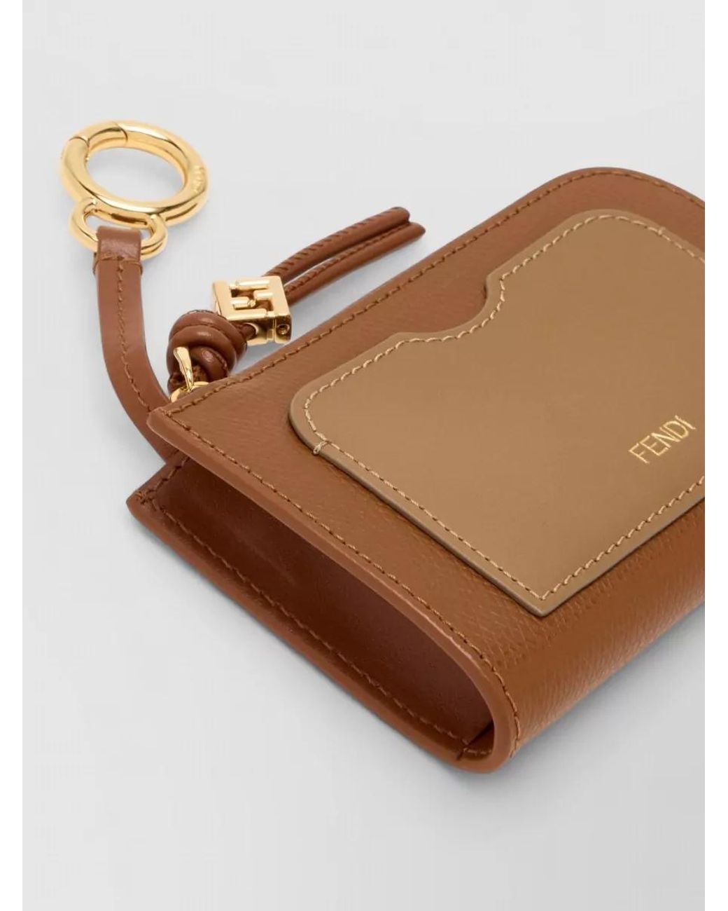 Fendi Brown Leather Card Case Pouch