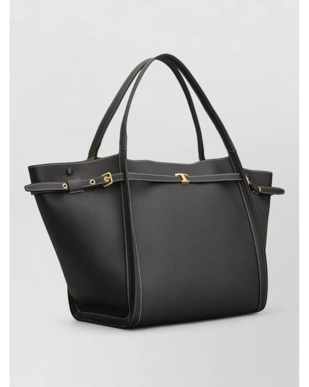 Tod's Black T Timeless Medium Leather Tote Bag
