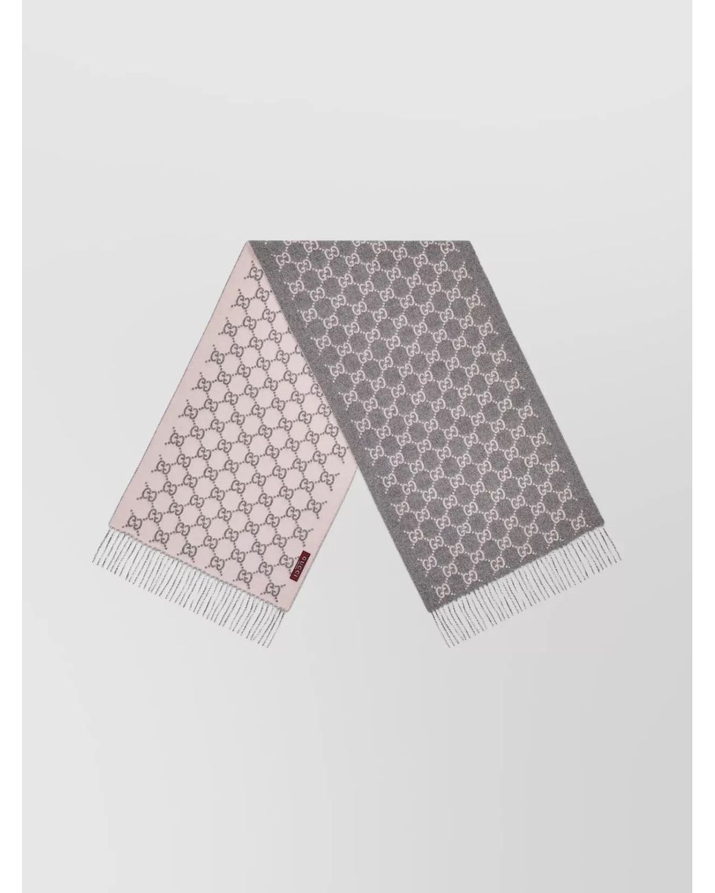 Gucci Gray Fringe Detail Scarf Collection New Canvy