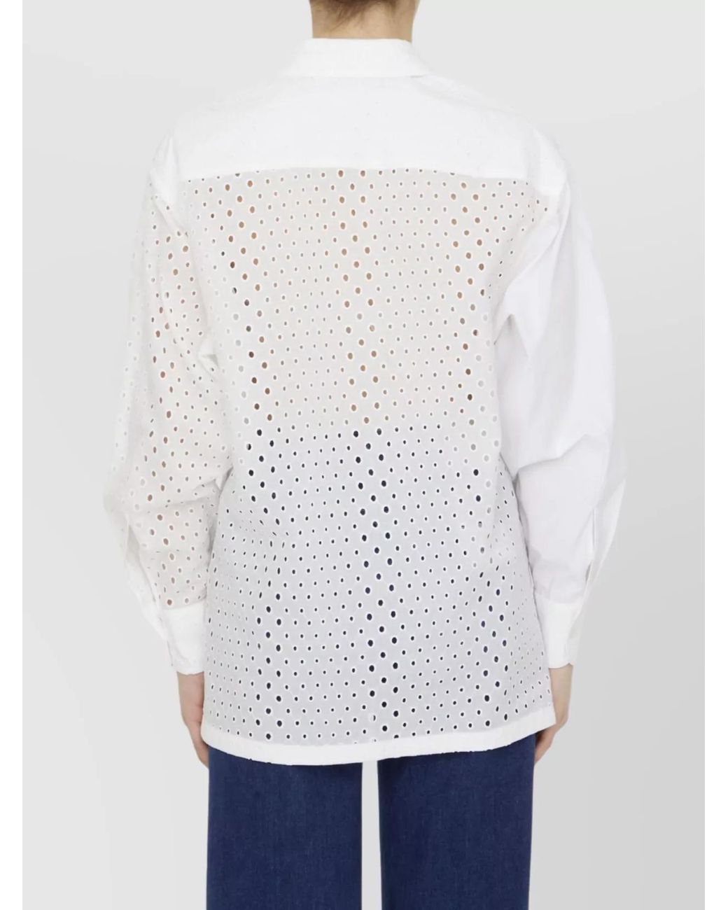 KENZO White Broderie Anglaise Cotton Shirt