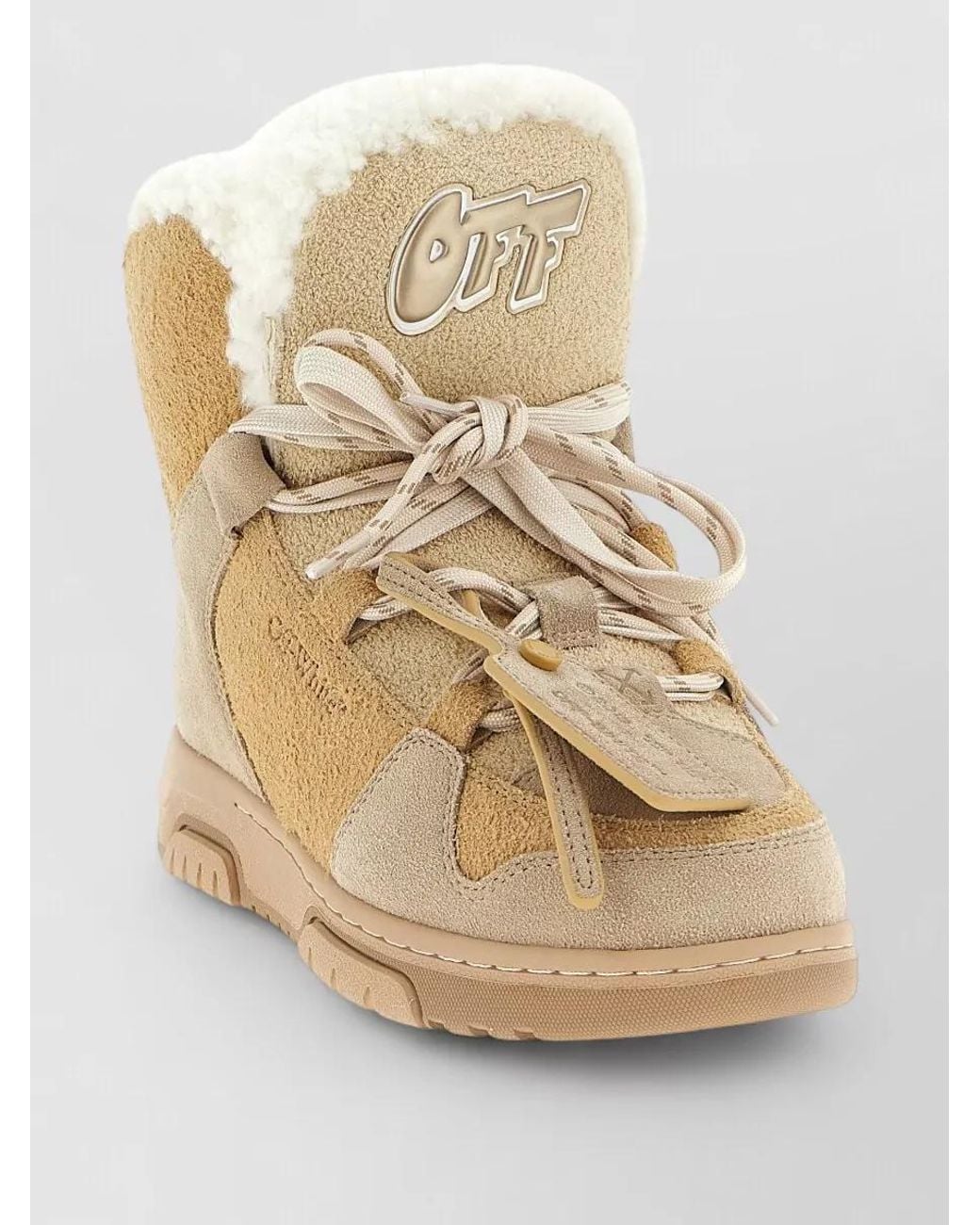 Off-White c/o Virgil Abloh Natural Leather Winter Lace-Up Ankle Boots