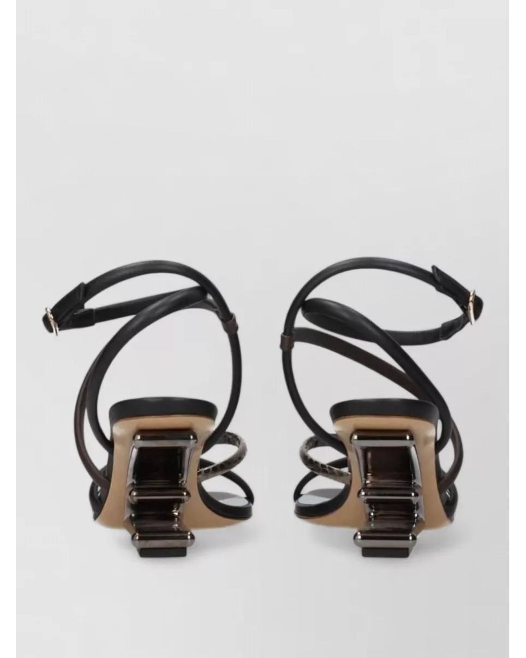 Fendi Metallic Leather Ankle-Strap Sandals