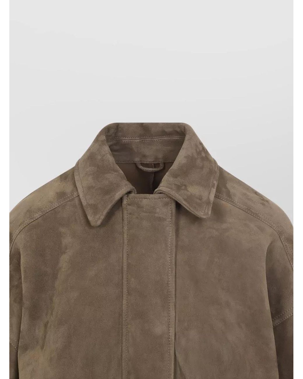 Brunello Cucinelli Brown Suede Leather Single Breasted Coat