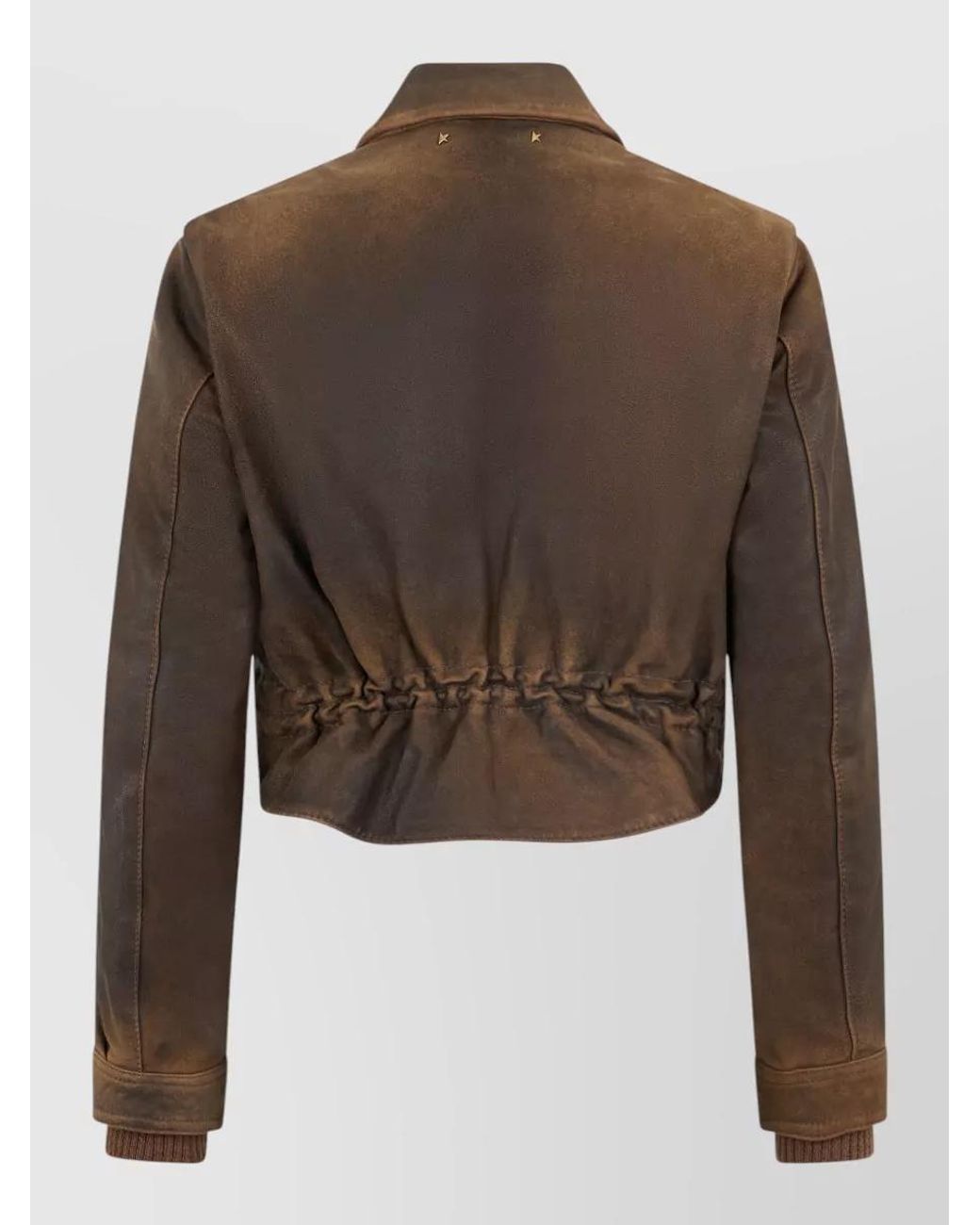 Golden Goose Deluxe Brand Brown Leather Cropped Jacket