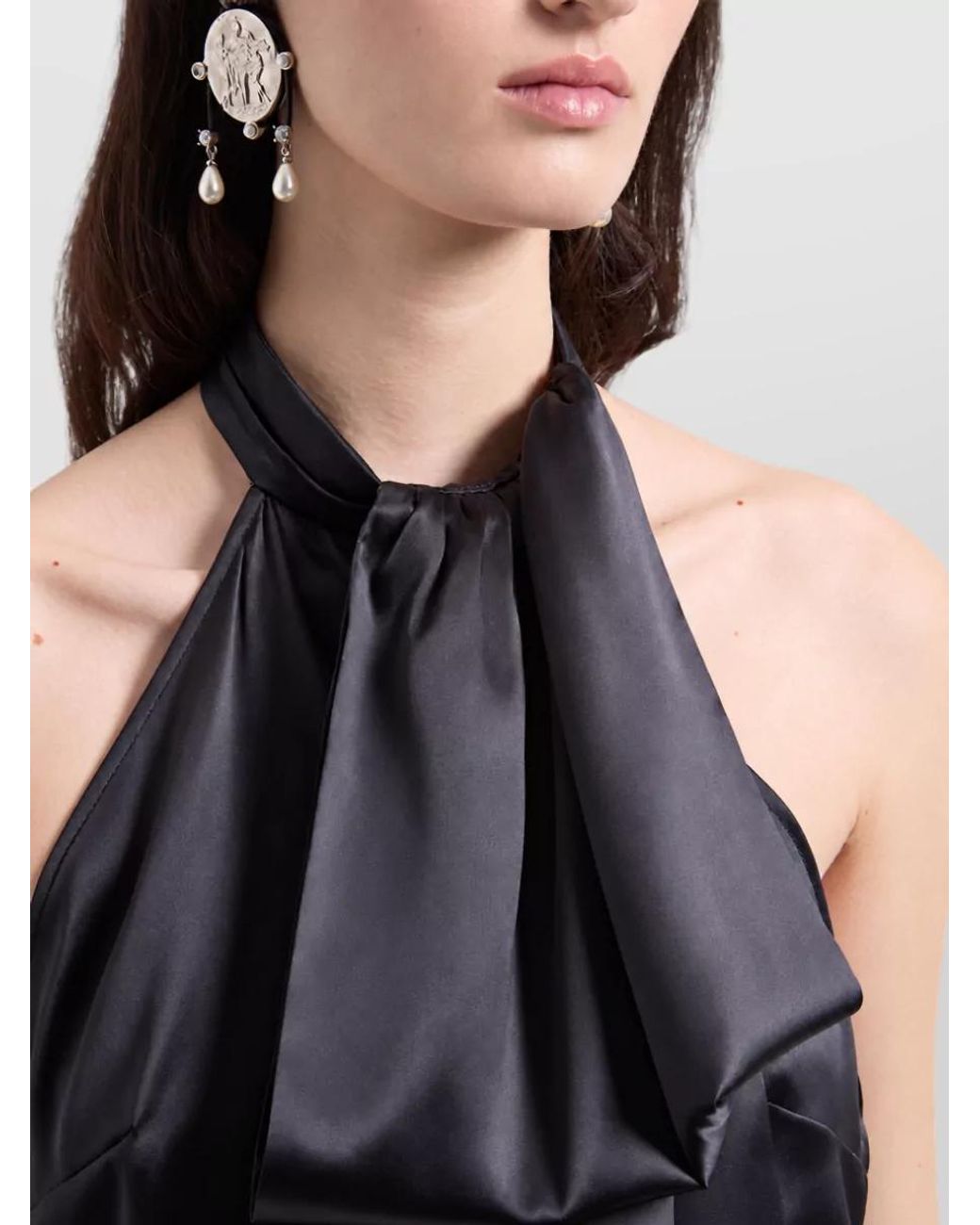 Nina Ricci Black Silk Long-Sleeve Top