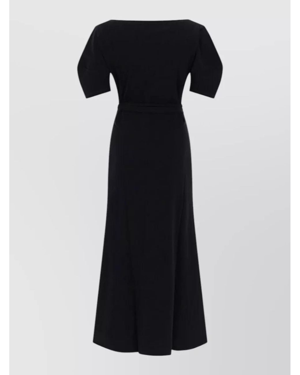 Lemaire Black Cotton And Linen Midi Dress
