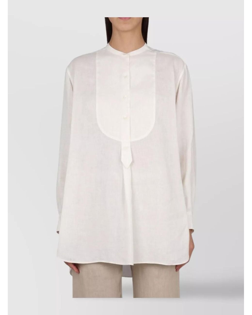 Aspesi White Linen Tunic Shirt