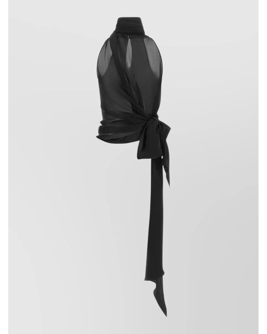 Balmain White Silk Halterneck Draped Blouse