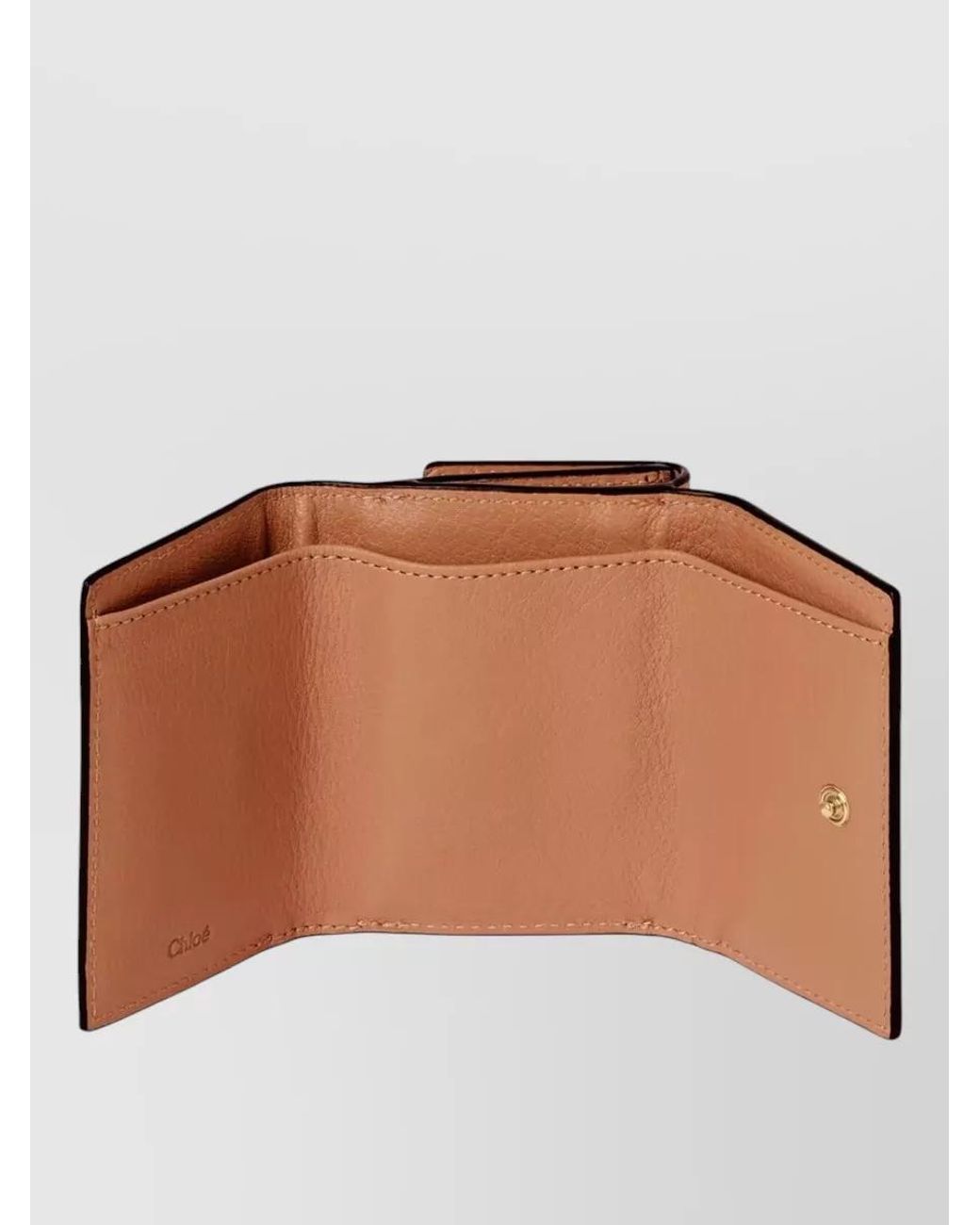 Chloé Brown Leather Grained Mini Trifold Wallet